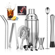 Cocktail Shaker Set 10 Piece 25oz Bartender Kit Bar Set with Hawthorne Strainer Ice Tong Measuring Jigger  Mixing Spoon